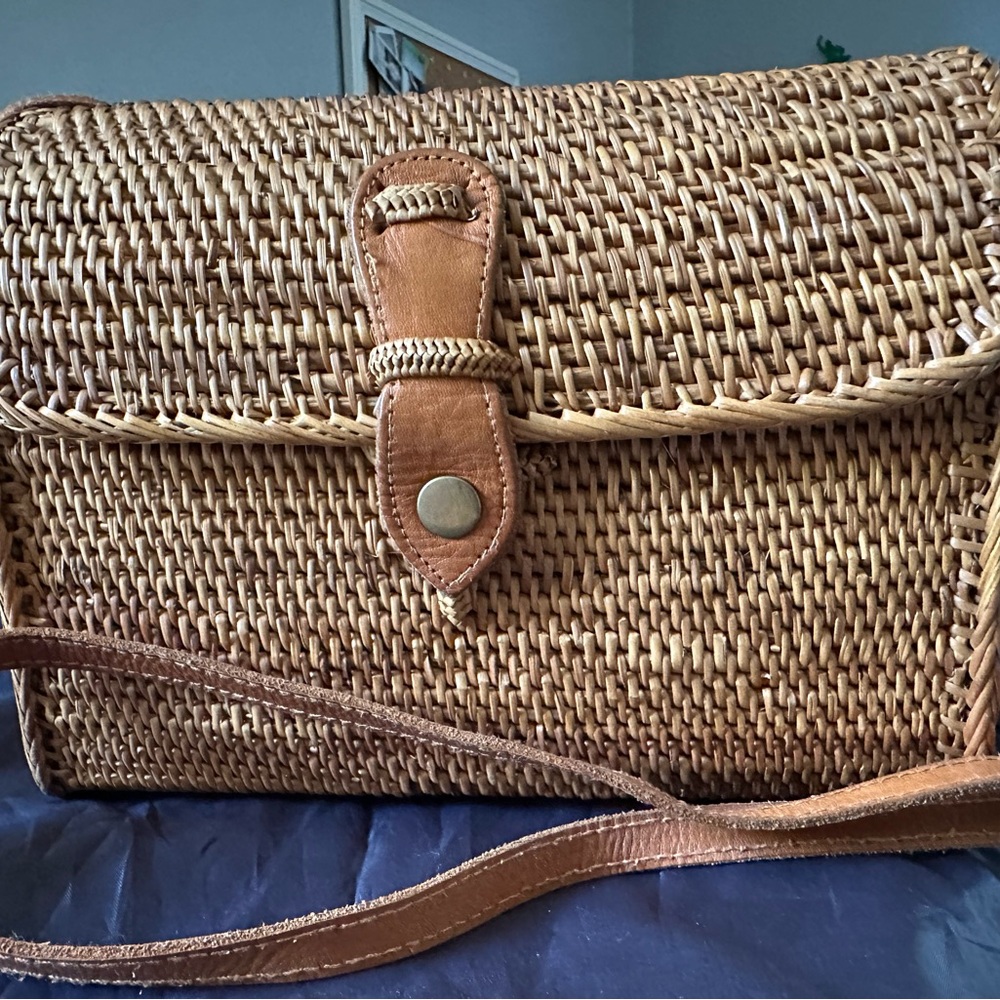 Brown Woven Shoulder Bag
